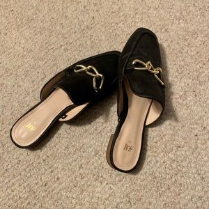 Good Chain Detail Black Slip on Loafers